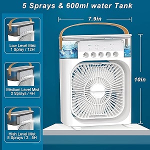 portable air conditioner small ac quaite personal air usb power mini desktop cooling misting fan timer with speed adjustable for office room desk and car usb cooler a7