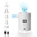 Portable Air Pump for Inflatables: 4000mAh Type-C Rechargeable Battery Powered Ultra-Mini Electric Air Pumps with 5 Nozzles & Camping Light for Air Mattress Air Bed Pool Floats Raft (White)