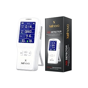 portable air quality detector for commercial and home use detects tvoc hcho co2 temp humidity and more in real time with 2000 mah rechargeable battery amp advance sensor  aqi monitor
