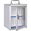 Portable Aluminum Alloy Mobile Phone Locker, Classroom-Specific - Wall-Mounted Mobile Phone Holder with Lock, Transparent Door and Label, Can Be Carried by Hand. Silver-60