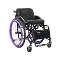 Portable Aluminum Transport Wheelchair with Handbrake, Self-propelled Manual Chair, Ultralight Folding Travel Wheelchairs for Adults(Purple,15.7in Seat Width)