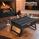 Portable Barbeque Grills - Foldable Charcoal Barbecue Grill With 2 Spatula, 12 Skewers & 1 Air Blower | Outdoor bbq grill tools for Camping Picnics Traveling