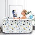 Bath tub for adult for bathroom Tub for Home SPA, Maintains Hot &amp; Cold Temperature, Drainage Hole, Thickened Layer for Hot and ice bath tub for adults (White)