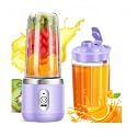 Portable Blender Electric Juicers Fruit Mixers USB Rechargeable Smoothie Mini Personal Juicer 6 Blades 3Gears With 1500 Mah Rechargeable Battery [Purple] [Smoothie Blender]