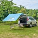 Portable Car Awning for SUV Van Truck J-eep, Vehicle Awning for Camping, 9.84'x6.56' UV50+ Canopy Tailgat Shade Rain Tarp, Waterproof Side Overland Tailgating Sun Shelter Beach Party w/Hardwares(Blue)