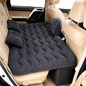 Portable Car Sleeping Mattress (Black) with Inflator Pump, Travel Pillows – Fits Most SUV, Truck &amp; Sedan Back Seats (Black, Flock, car Bed + Big Pillow)