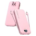 citicr Portable Charger 10000mAh PD20W w/Built-in Cables & Wall Plug Pink