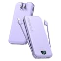 citicr Portable Charger 10000mAh PD20W w/Built-in Cables &amp; Wall Plug Purple