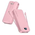 citicr Portable Charger 20000mAh PD20W w/Built-in Cables &amp; Wall Plug Pink