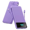 Portable Charger for iPhone with Built in Cables and Wall Plug,Upgraded 13800mAh Fast Charging USB C Power Bank,4 Outputs Travel Essential Battery Pack Compatible with iPhone 17/16/15/14-Purple