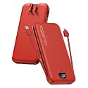 citicr Portable Charger 10000mAh PD20W w/Built-in Cables & Wall Plug Red