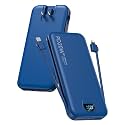 citicr Portable Charger 10000mAh PD20W w/Built-in Cables &amp; Wall Plug Navy
