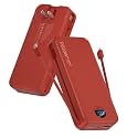 citicr Portable Charger 20000mAh PD20W w/Built-in Cables &amp; Wall Plug Red