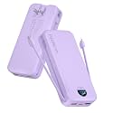 citicr Portable Charger 20000mAh PD20W w/Built-in Cables &amp; Wall Plug Purple