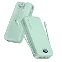 citicr Portable Charger 20000mAh PD20W w/Built-in Cables &amp; Wall Plug Green
