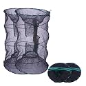 Portable Collapsible Crab Traps, Foldable Crabbing Nets for Lobster, Shrimp, Carp, Crayfish, Galvanized Steel Wire, Polyethylene Mesh