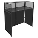 Portable DJ Table, 44.09Lbs Capacity DJ Booth Foldable DJ Facade Booth with 4 Universal Casters for Rock Concerts and Event Podiums 47.6 x 47 x 24 Inch