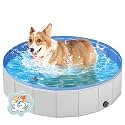 Portable Dog Pool PVC Pet Swimming Pool Bathtub Collapsible Dog Pool, Hard Plastic Pool for Pets to Swim and Bath (S-32" x 8" Light Grey)
