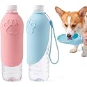 Portable Dog Water Bottle Foldable Silicone Travel Water Bottle，Blue+Pink