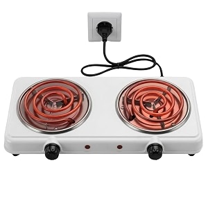 portable double burner electric hot plate 2000w countertop electric stove with dual heating elements stainless steel cooktop for home apartment dorm amp rv