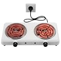 Portable Double Burner Electric Hot Plate, 2000W Countertop Electric Stove with Dual Heating Elements, Stainless Steel Cooktop for Home, Apartment, Dorm & RV