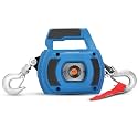 Portable Drill Winch of 1500 LB, Red Handheld Drill Winch with 40 Foot Synthetic Rope, Rotate The Hook 360 Degrees, for Lifting &amp; Dragging (Blue)