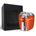 Portable Electric Foil Shaver for Men, Mini Electric Razor for Beard/Face, 3 Floating Blade LED Display, Type C Fast Rechargeable, IPX7 Waterproof (Orange)