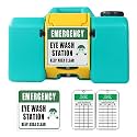 Portable Eyewash Station 8-Gallon OSHA Approved with One Station Sign and Two Inspection Tags, Wall-Mounted Gravity-Flow Indoors and Out, 30L Refillable Eyewash Station Heavy Duty