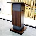 Portable Floor Standing Desk Lectern with Rolling Wheels Modern Presentation Podium Stand Versatile Mobile Pulpit with Storage and Wire Holes for Office School Church