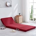 Portable Foldable Foam Futon Bed - 200cm Long, Removable Cover, Non-Slip Base, Ideal Guest Mattress, Space-Saving Solution for Small Rooms, Comfortable &amp; Versatile