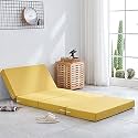 Portable Foldable Foam Futon Mattress - 200cm Long, Removable Cover, Non-Slip Bottom, Ideal for Guests &amp; Small Spaces, Space-Saving Floor Bed Solution