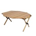 Portable Folding Camping Roll-up Octagonal Table Top All-Purpose Use for Outdoor Beach BBQ Picnic, Natural Color