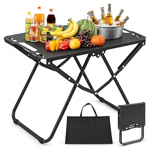 portable folding camping table carbon steel lightweight outdoor picnic table with carry bag compact foldable travel table for camping beach bbq amp hiking use 583640 cm