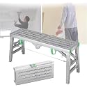 Portable Folding Scaffolding Work Platform Ladder 880 lbs Capacity Adjustable 5 Level Height Sturdy Stool for Home Improvement &amp; Construction Projects