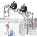 Portable Folding Scaffolding Work Platform Ladder 880 lbs Capacity Adjustable 5 Height Levels Stable Stool for Home Improvement &amp; Construction Projects