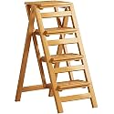 Portable Folding Wooden Step Stool - Multi-Use Library Chair, Desk Ladder & Dining Chair, Gardening Stool, Compact Design, Primary Color, Size: 65x57 cm