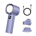 Portable Handheld Fan 4000mAh USB Rechargeable Mini Fan 10000RPM Speed(1-100) Adjustable Turbo Personal Fan with Digital Display High Speed Cooling Fan for Travel, Office, Camping, Makeup (Purple)