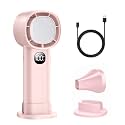 Portable Handheld Fan 4000mAh USB Rechargeable Mini Fan 10000RPM Speed(1-100) Adjustable Turbo Personal Fan with Digital Display High Speed Cooling Fan for Travel, Office, Camping, Makeup (Pink)
