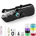Portable Handheld Sewing Machine for Adults - Mini Hand Held Sewing Stitching Machine for Beginners - Small Electric Cordless for Quick Fabric Home Travel Clothes Pants DIY Fabric Denim (Black)