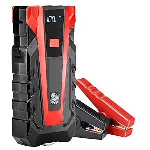 portable jump box with 3 modes current power bank functioncar battery booster pack smart jumper cables 12v usb outputs amp flashlight emergency battery booster for cars trucks and suv