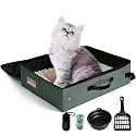 Portable Litter Box for Cats Kitten Foldable Travel Litter Box with Lid, Leak-Proof No Smell Easy to Carry, Clean and Store Easy for Car Travel, Hotle Stays and Road Trip 18x14x5.5 Inches