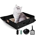 Portable Litter Box for Cats Kitten Foldable Travel Litter Box with Lid, Leak-Proof No Smell Easy to Carry, Clean and Store Easy for Car Travel, Hotle Stays and Road Trip 18x14x5.5 Inches
