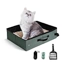 Portable Litter Box for Cats Kitten Foldable Travel Litter Box with Lid, Leak-Proof No Smell Easy to Carry, Clean and Store Easy for Car Travel, Hotle Stays and Road Trip 16x12x4.3inches (No lid)