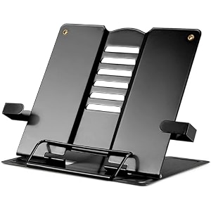 portable metal book stand holder - adjustable foldable design for desktop use - ideal for cookbooks textbooks sheet music convenient book organizer