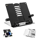 Portable Metal Book Stand, Multifunctional Metal Portable Reading Stand with 6 Adjustable Levels for Kitchen and Office (Black)