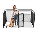 Portable Metal Dog Fence,24" H 8 Panels Outdoor Dog Playpen for Yard