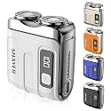 Portable Mini Mens Electric Shaver, Compact Dual Head Pocket Shaver，White
