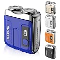 Portable Mini Mens Electric Shaver, Compact Dual Head Pocket Shaver，Blue