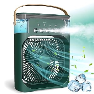 portable misting fan with 600ml water tank 3 fan speeds 5 spray modes 60-degree adjustment mini air cooling usb cable connector dark color zc1