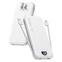 citicr Portable Charger 10000mAh PD20W w/Built-in Cables &amp; Wall Plug White